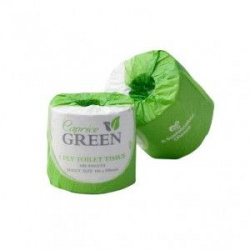 Caprice Green Toilet Paper Roll 400 Sheet Individually Wrapped Carton 48