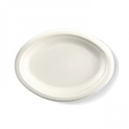 BioPak 26x19cm (10.25x7.75") oval plate - white - Carton 500