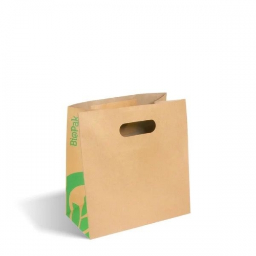 BioPak Small die cut handle paper bags - kraft - Carton 250