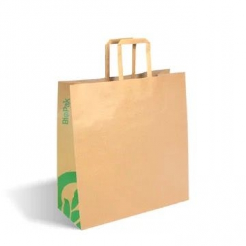 BioPak Medium flat handle paper bags - kraft - Carton 200
