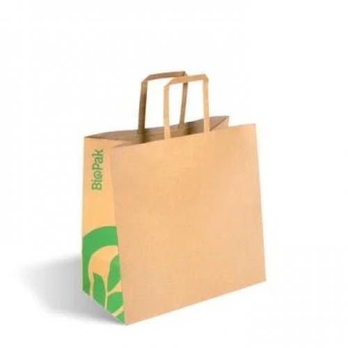 BioPak Small flat handle paper bags - kraft - Carton 250
