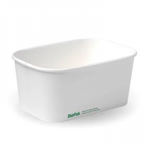 BioPak 1000ml Rectangle PLA lined cont (300gsm) FSC Mix White - white - Ctn 300