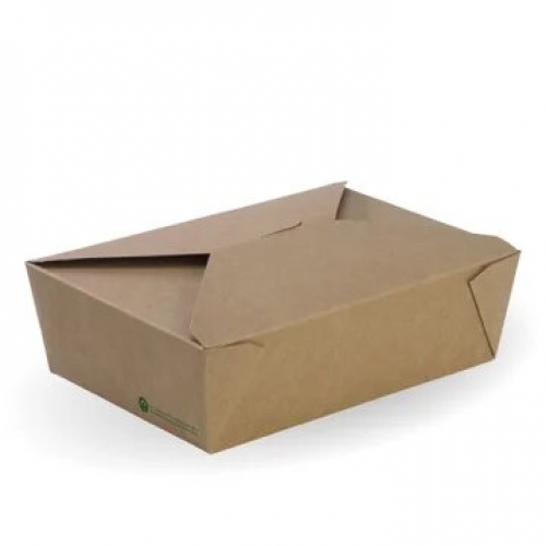 BioPak Lge lunch box-197x140x64mm - FSC Mix - printed kraft-look - Carton 200