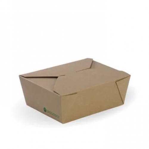 BioPak Med lunch box - 152 x 120 x 64mm - FSC Mix - printed kraft-look - Ctn 200