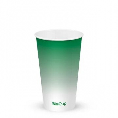 BioPak 500ml / 16oz (90mm) Cold Paper BioCups - green fade - Carton 1000