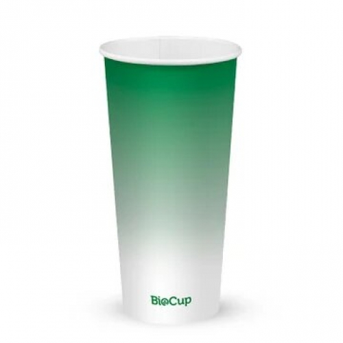 BioPak 650ml / 22oz (90mm) Cold Paper BioCups - green fade - Carton 1000