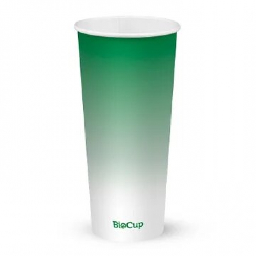BioPak 700ml / 24oz (90mm) Cold Paper BioCups - green fade - Carton 500