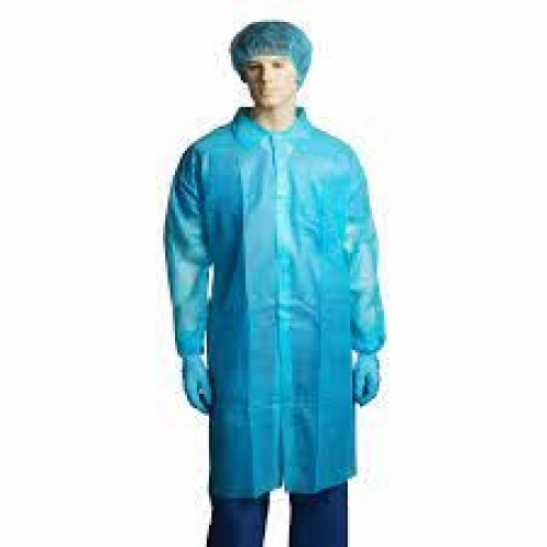 Polypropylene Labcoat, No Pocket, Blue - Carton/100
