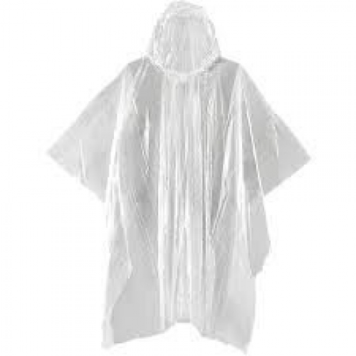 Polyethylene Poncho, With Hood, Clear, One Size Fits All - Carton/200