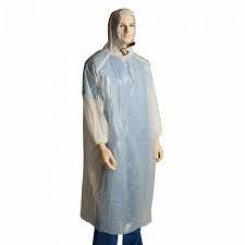 Polyethylene Poncho, With Hood, White, One Size Fits All - Carton/200