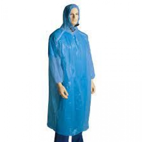 Polyethylene Poncho, With Hood, Blue, One Size Fits All - Carton/200