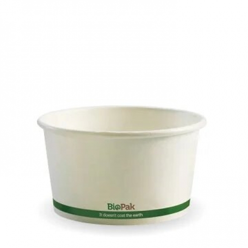 BioPak 430ml (12oz) bowl - white green stripe - Carton 500