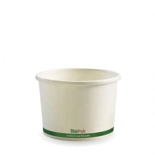 BioPak 250ml (8oz) bowl - white green stripe - Carton 1000