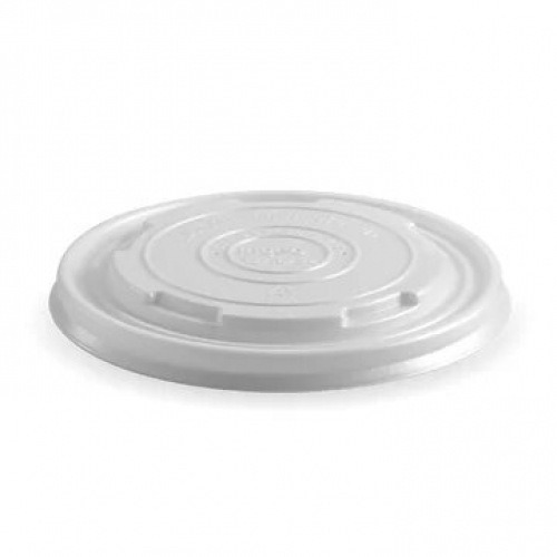 BioPak 430-950ml (12-32oz) BioBowl PLA White Lid - opaque - Carton 500