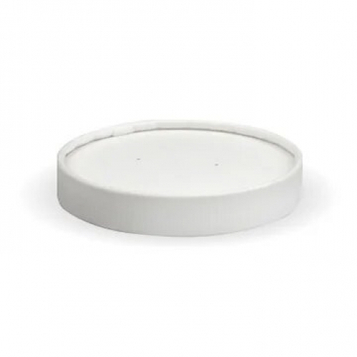 BioPak 250ml (8oz) BioBowl  paper lids - white - Carton 500