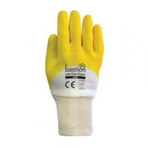 Glass Gripper, Yellow Latex, Jersey Cotton Gloves - Carton/120 Pairs