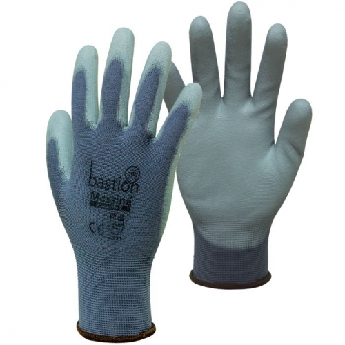 Messina, 13G Grey Nylon Gloves, Grey Polyurethane Palm Coating - Carton