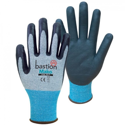 Mako, Cut 3 Grey HPPE/Spandex Gloves, 18G, Black Micro Foam Flex Nitrile Coating