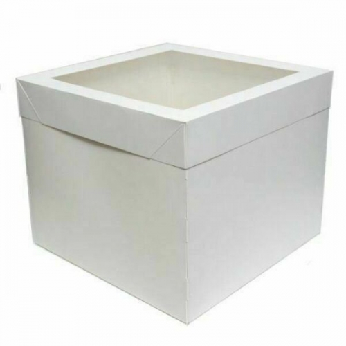 CAKE BOX WHITE SQUARE 10x10x10" (PACK 10 ONLY) WINDOW