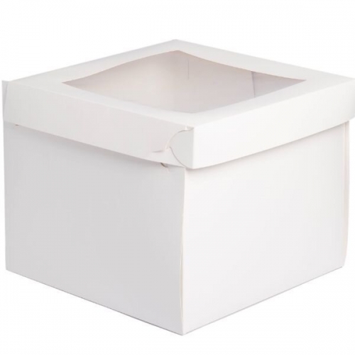 CAKE BOX WHITE SQUARE 12x12x10" (PACK 10 ONLY) WINDOW .54 THICKNESS
