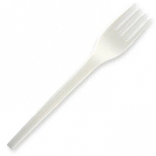 BioPak 16.5cm (6.5") PLA fork - white - Carton 1000