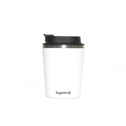 GO GREEN - REUSABLE COFFEE CUP 304SS 220ML D/WALL - WHITE
