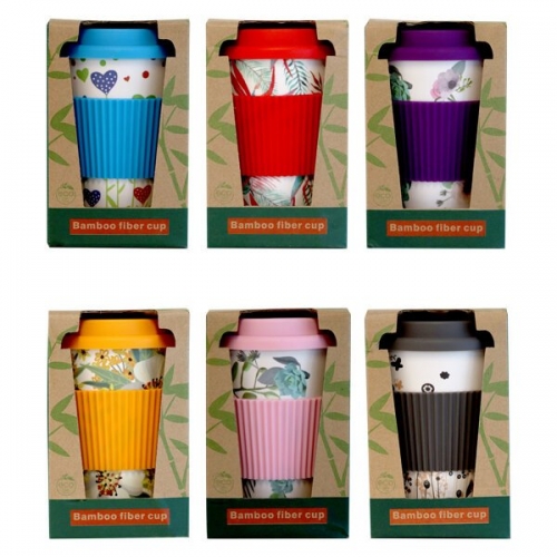 400ML BAMBOO COFFEE CUP WITH SILICONE LID