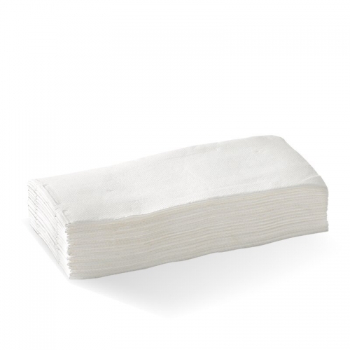 BioPak 2-ply 1/8 fold quilted dinner napkin - FSC Mix - white - Carton 1000