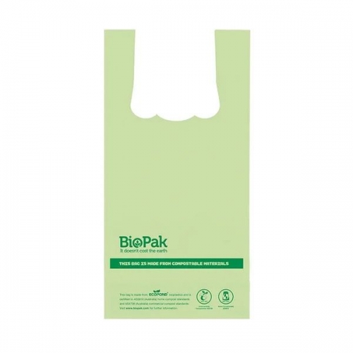 BioPak 8L bioplastic bag w handles-395x190x50mm-0.018mm-20 x100- green-Ctn 2000