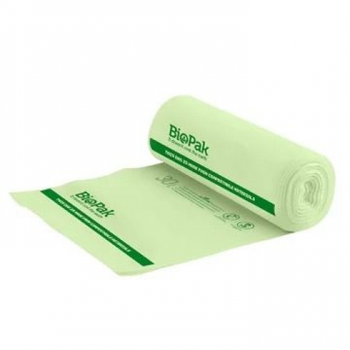 BioPak 30L bin liner - 570x510mm - 0.018mm - 40x25 - green - Carton 1000
