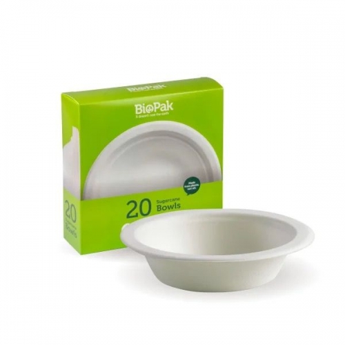 BioPak 500ml bowls - 20 pk - white - Carton 80