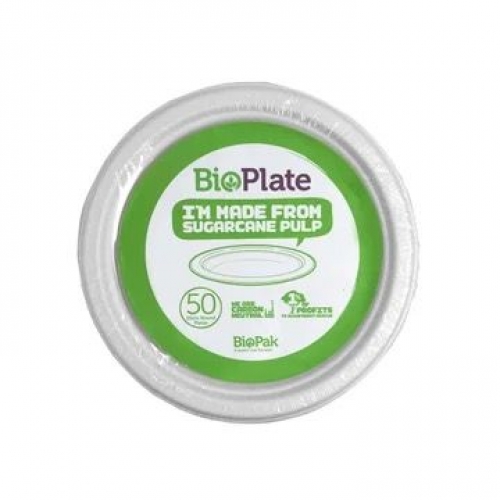 BioPak 25cm plates - 50pk - white - Carton 500