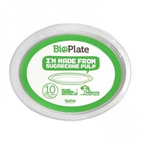 BioPak 31cm oval plates - 10pk - white - Carton 120