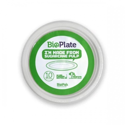 BioPak 18cm plates - 10pk - white - Carton 170