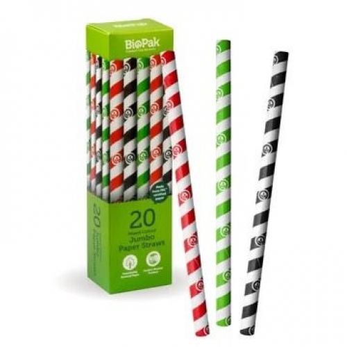 BioPak Mixed regular straws - 20pk - mixed - Carton 200