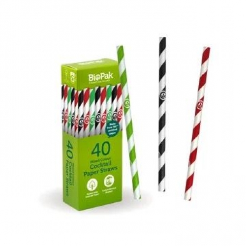 BioPak Mixed regular straws - 40pk - mixed - Carton 560