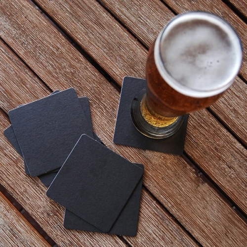 WOBBLY BOOT DRINK COASTER - SQUARE - PLAIN BLACK - PACK 250